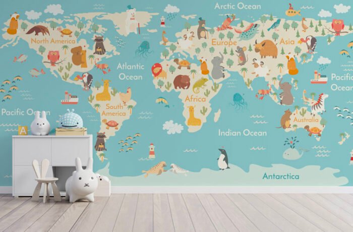 Animap, sublimewall, papier peint enfant, papier peint carte